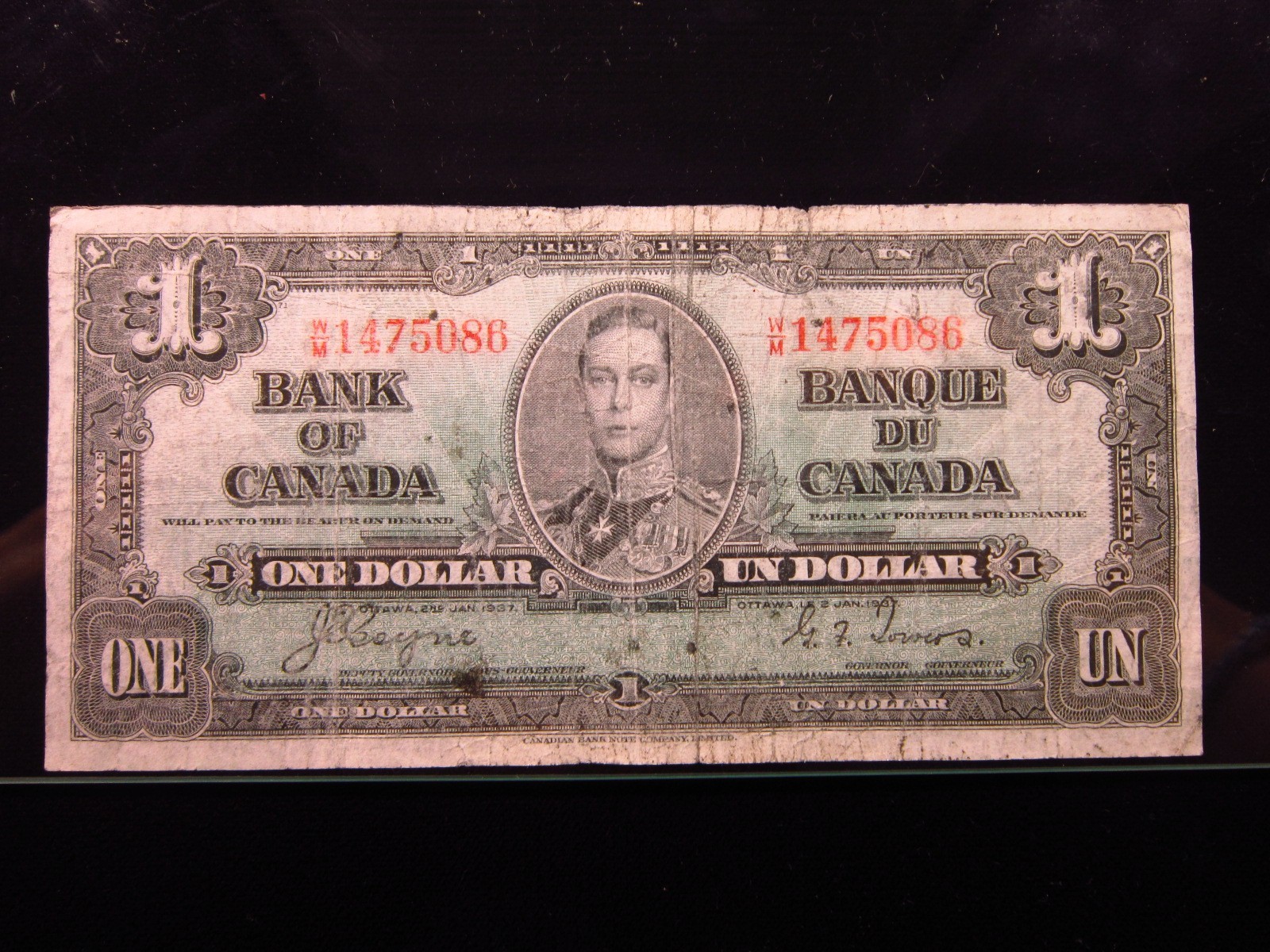 Canada 1 Dollar 1937 P58 King George VI Bank Banque Money i4c5086
