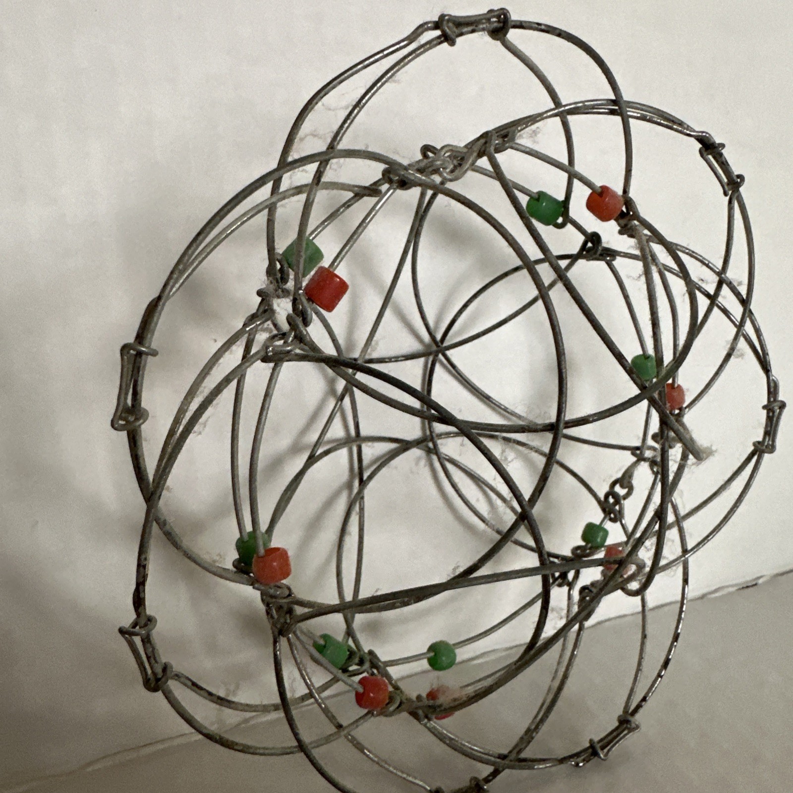 Mandala Folding Silver Wire Meditation Aid Fidget Puzzle Green Beaded