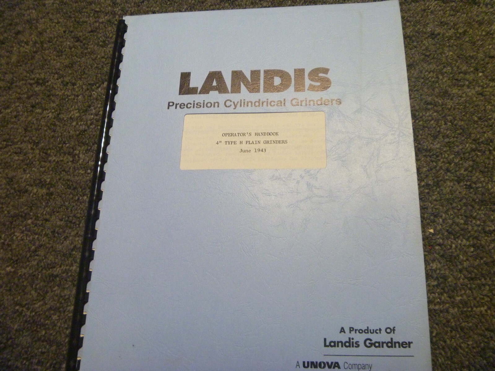 Landis 4" Type H Plain Grinder Owner Operator Instruction Manual Handbook xz
