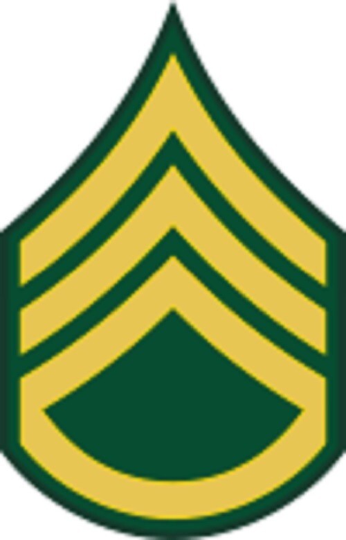 US Army E-6 SSG Staff Sergeant Decal - 2.56" Wide x 4.00" High Decal