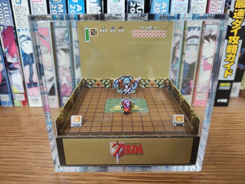 Legend of Zelda Link to the Past Handmade Diorama - Retro Gaming Cube - Fanart