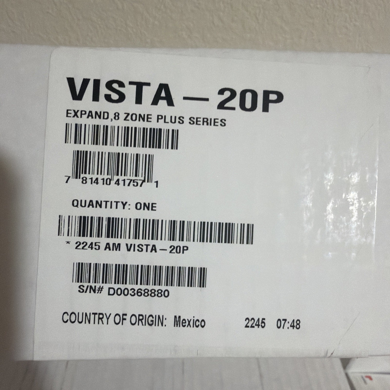 NIB Honeywell Ademco VISTA-20P Control Panel Box & Transformer v10.24 41757