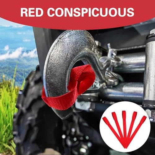 5 Piece Winch Hook Pull Straps 11'' Long Nylon Winch Strap 1 '' Wide Red