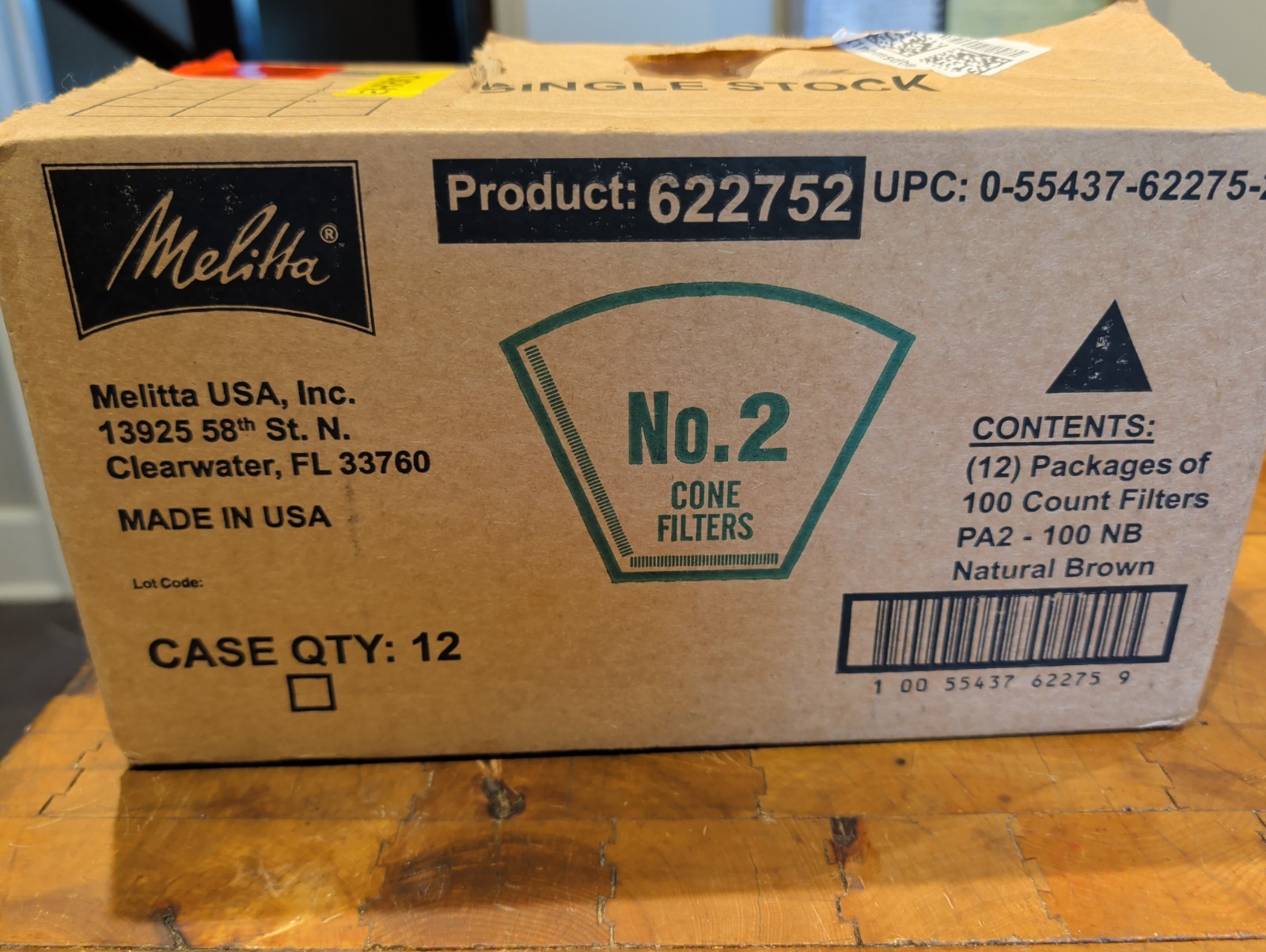 Melitta No. 2 Cone Coffee Filters Natural Brown - Case of 1200 Filters