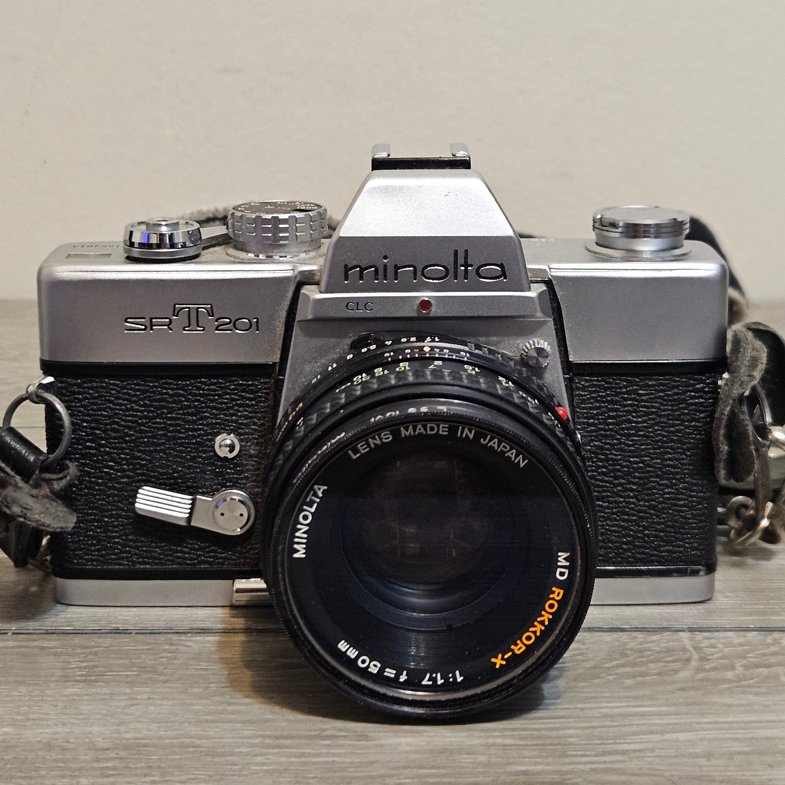 Minolta SRT 201 film camera w Multiple Lens and Strap Untested As Is No Returns