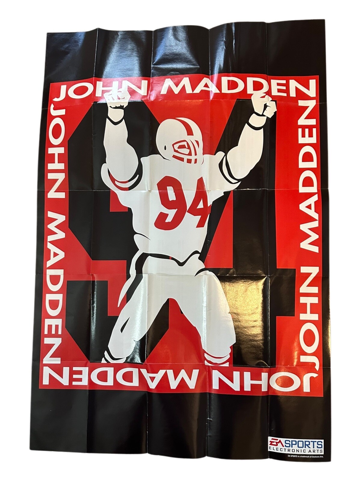 Vintage 1994 John Madden  FB Lot Foldout Poster, Player Rating Poster and Manual