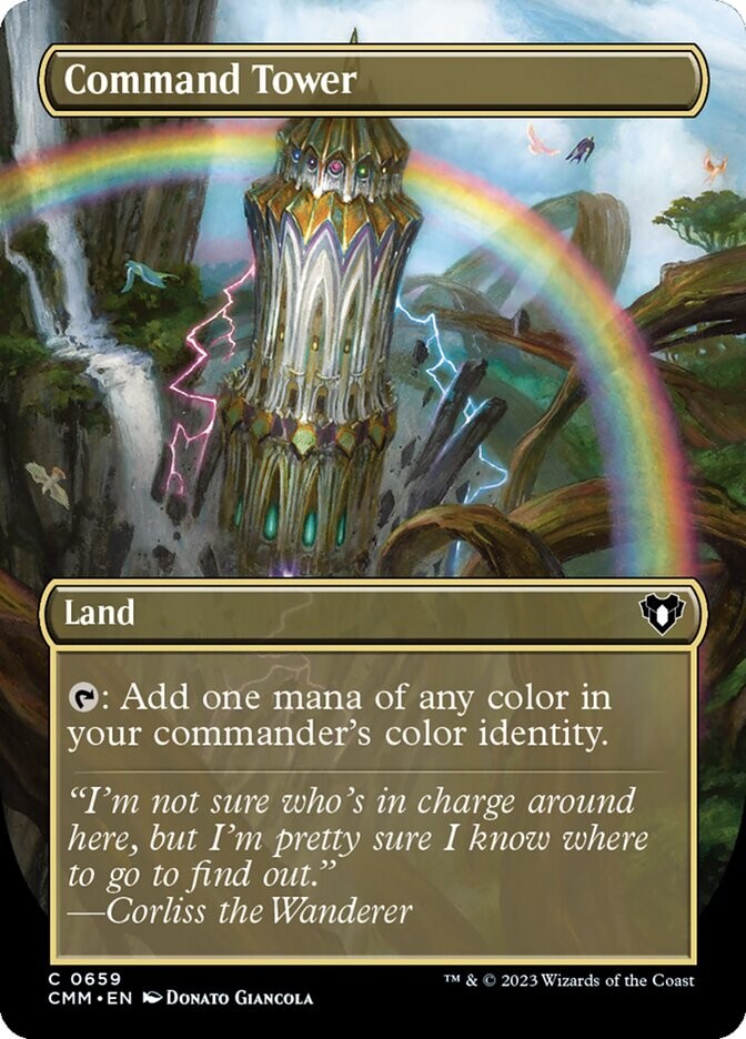 Command Tower ** Borderless ** #659 - Commander Masters - CUC NM MTG