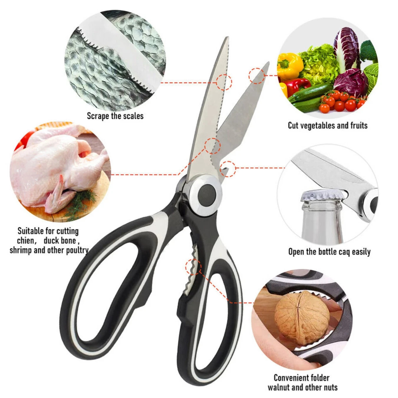Heavy Duty Kitchen Shears Scissors Stainless Steel Multipurpose Ultra Sharp New