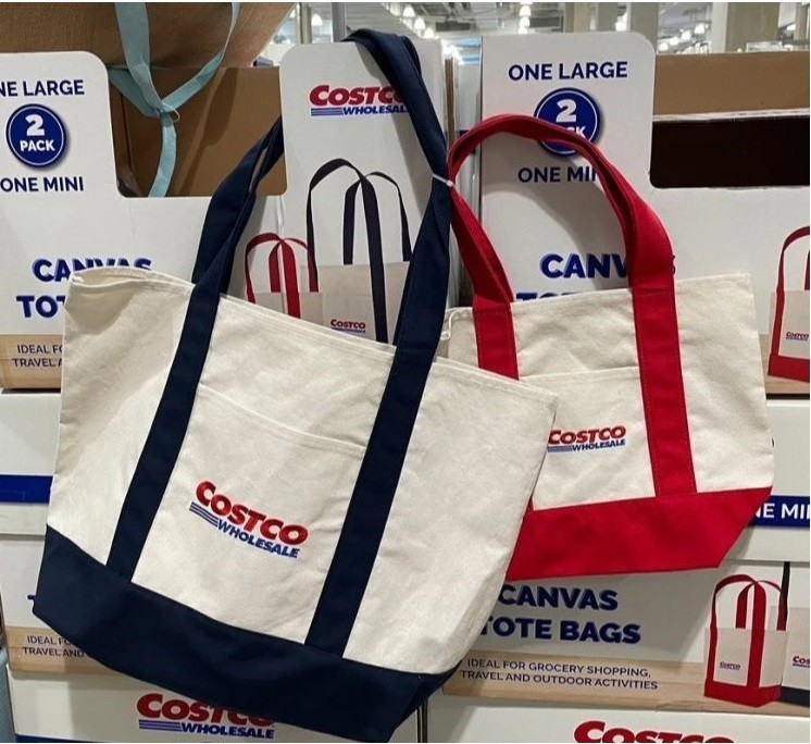 Costco Wholesale Canvas Tote Bag Set of 2 | Large & Mini Reusable Shopping Bags