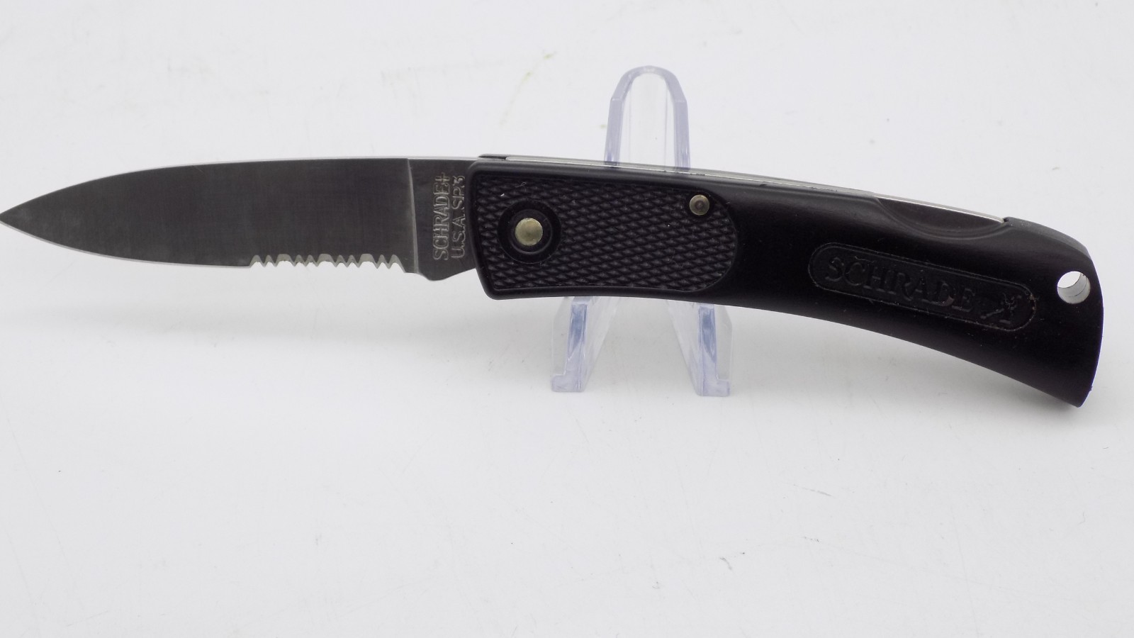 Schrade SP3 Firebird Pocketknife Lockback Drop Point Stainless Blade Black New
