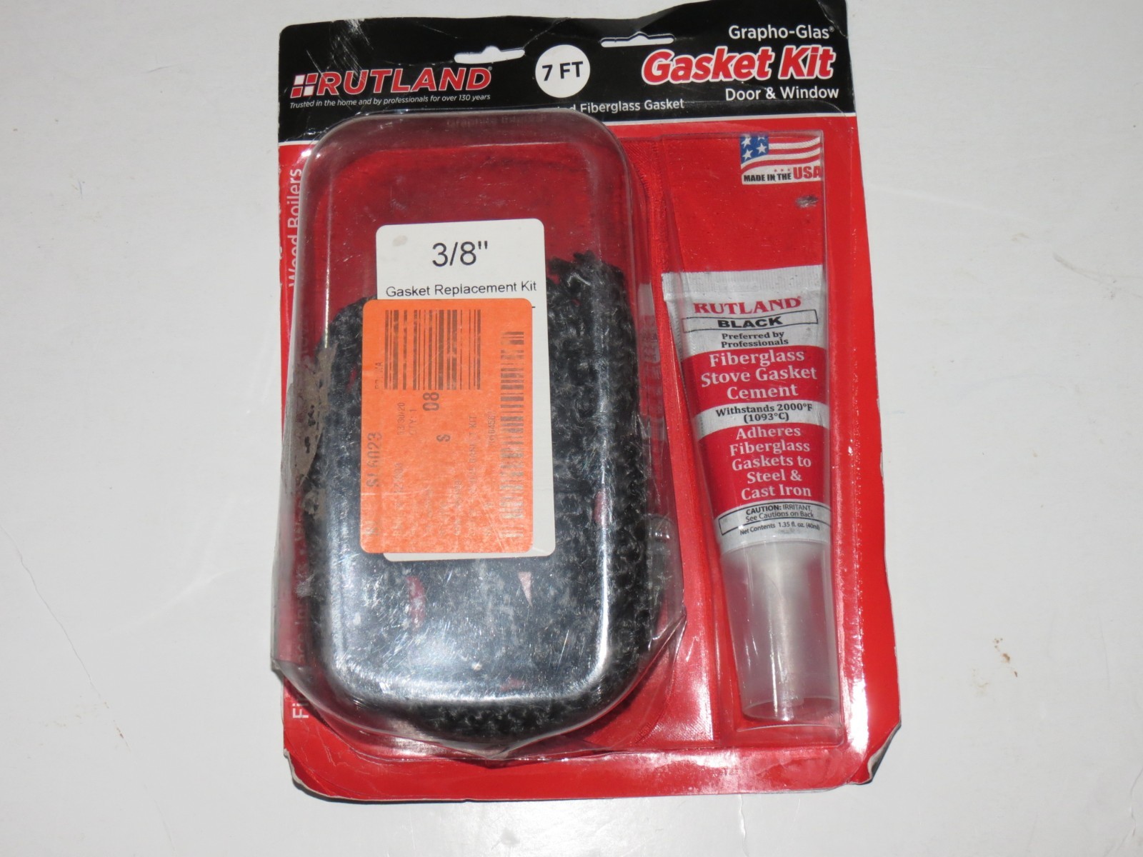 RUTLAND Grapho-Glas Stove Gasket Kit Black 3/8" x 7' FREE USA SHIPPING!