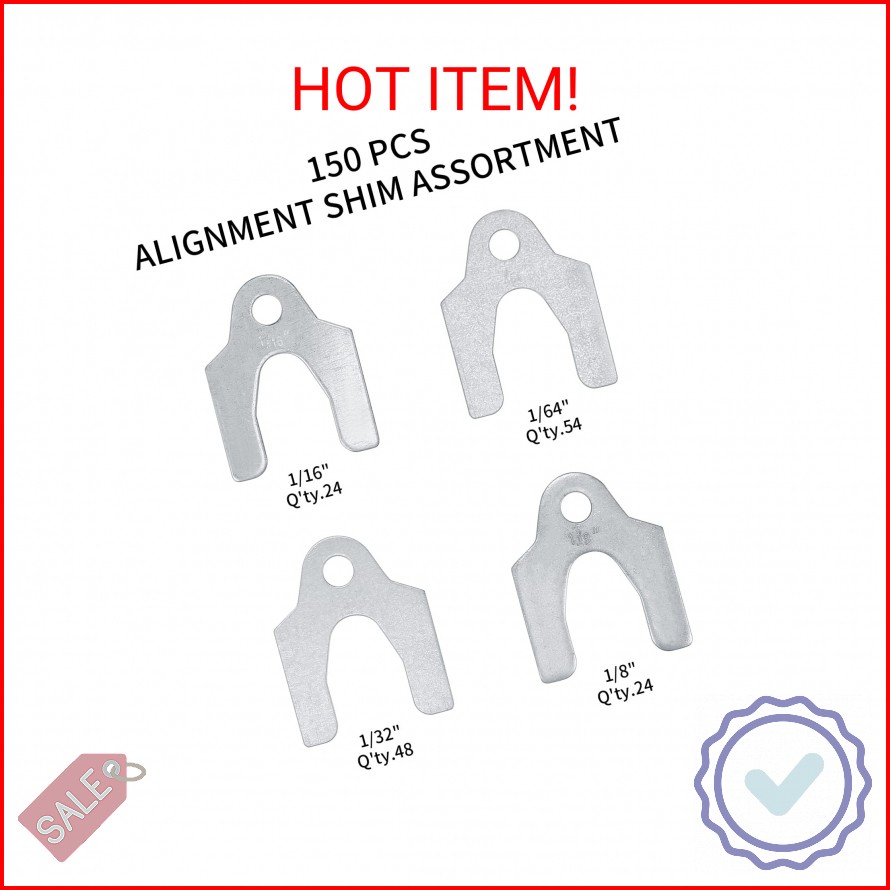 150 Pcs Auto Alignment Body Shims, Car Alignment Shims Spacers Assortment Kit -