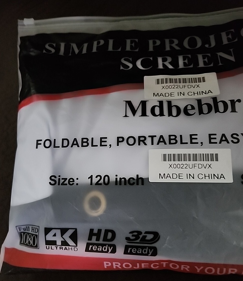 Mdbebbron 120" Simple Projector Screen 16:9 4k HD 3D 1080 White Foldable *READ*