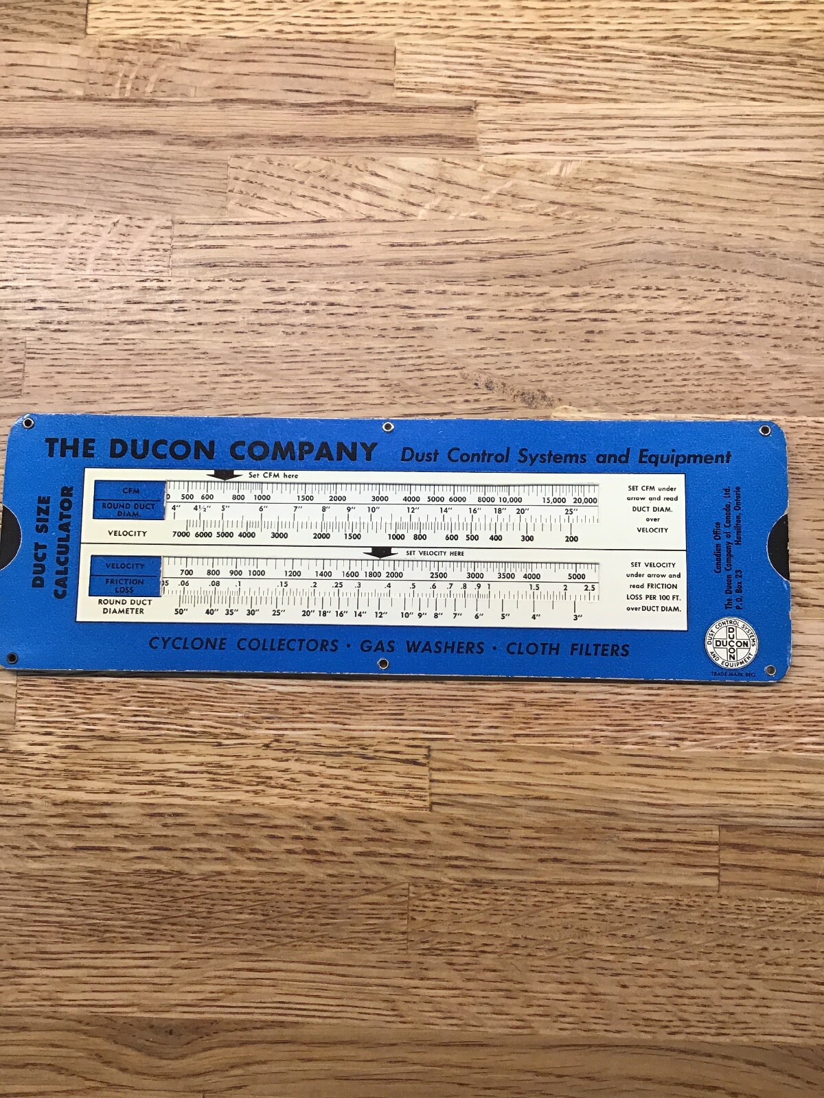 Vintage Slide Rule Calculator - DUCON CO - Dust Control Systems And Equip  LL5