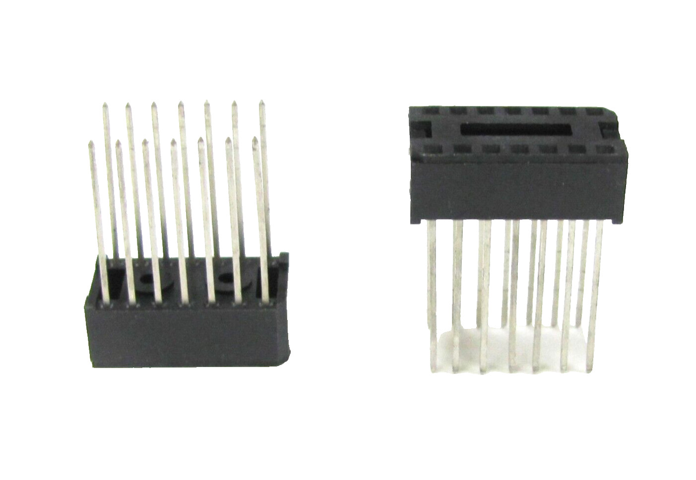 (2x) Aries 14 Pin SIP Strip-Line Socket Strip 0.100" Spacing - 3-Level Wire Wrap