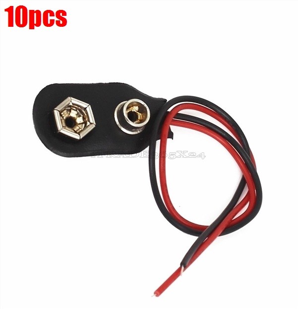 10Pcs 9V PP3 9Volt Battery Snap On Clip Connector I Type Holder 10Cm Lead New nh