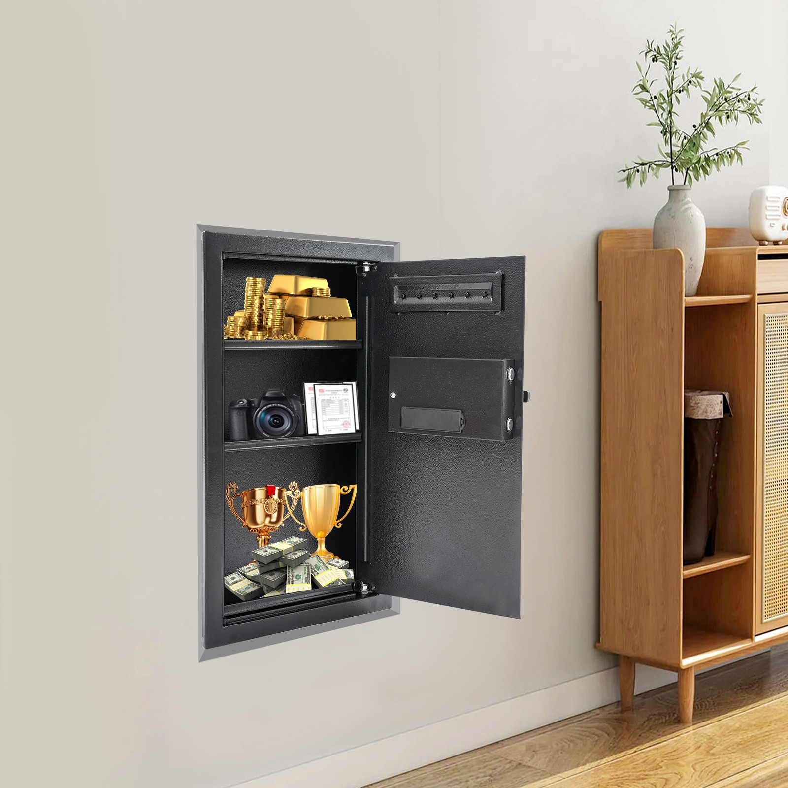 Wall-mounted Safe, Safe with Keys, Hidden Wall Safe