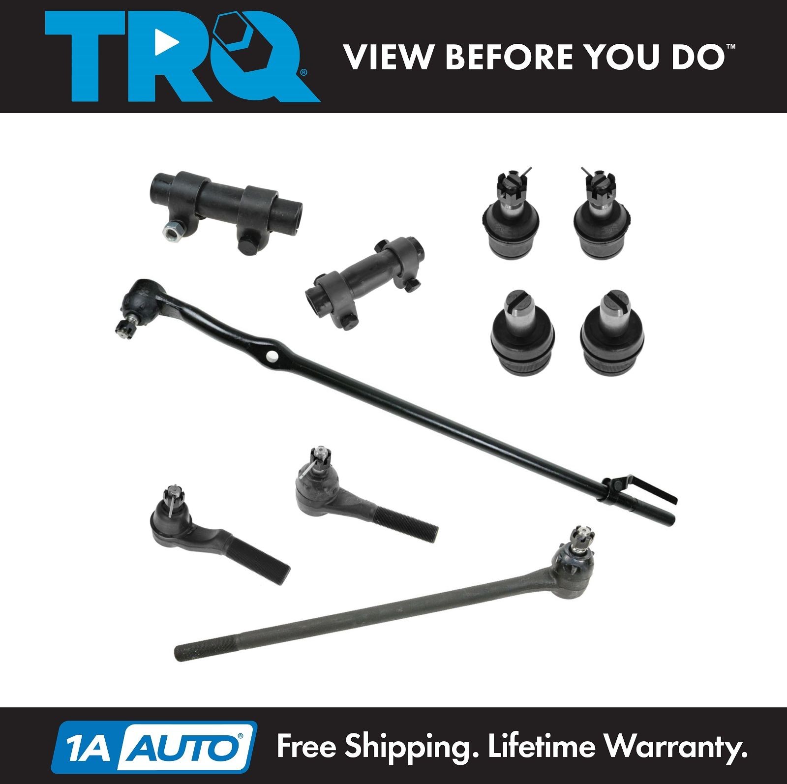 TRQ Front Ball Joint Tie Rod End Steering Suspension Kit 10pc for F250 F350 RWD
