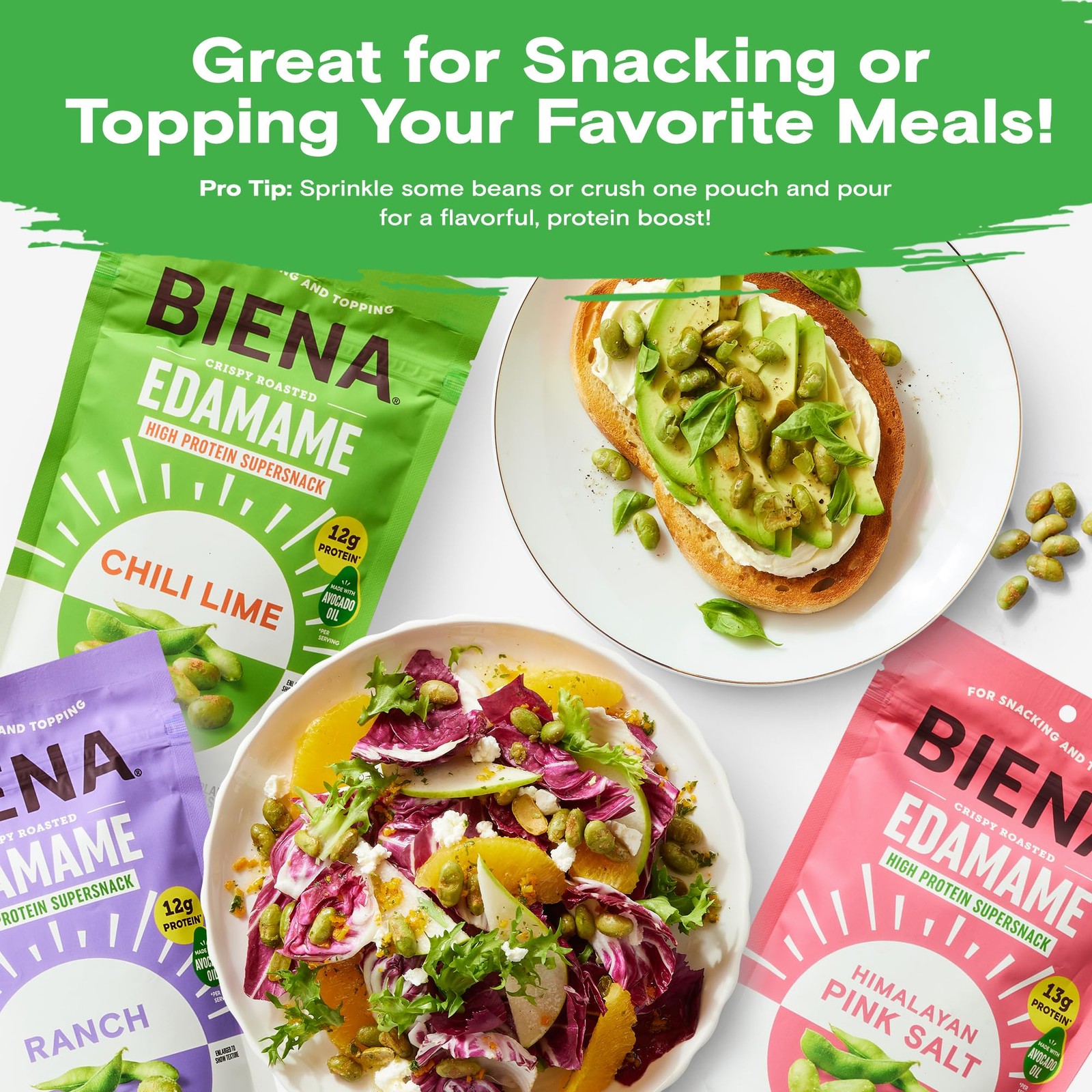 Biena Crispy Roasted Edamame Beans Snack – High Protein for Adults &...