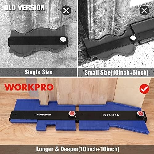 WORKPRO Connectable Contour Gauge (10+10 Inch), Profile Duplicator with Lock,...