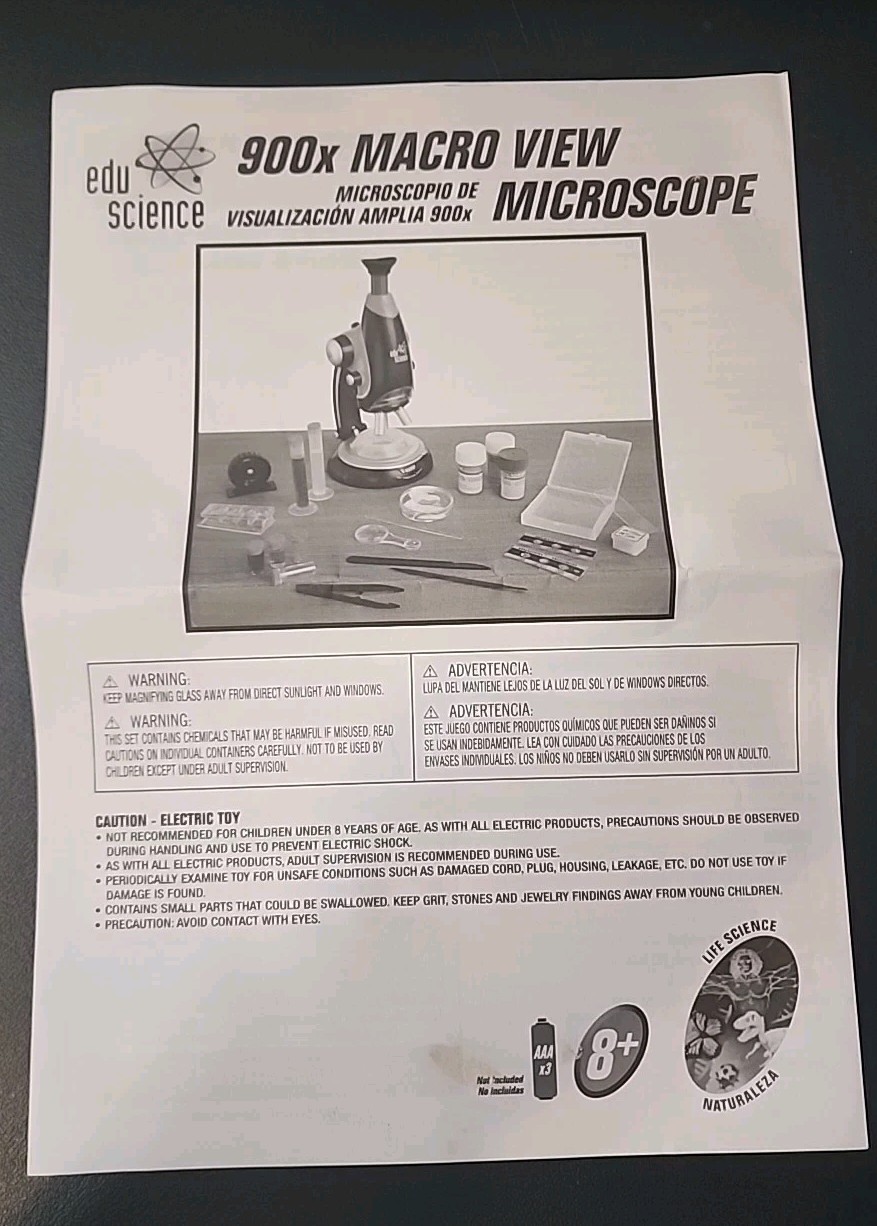 MICROSCOPE MACRO VIEW EDU Science 900x COMPLETE SET & CARRYING CASE