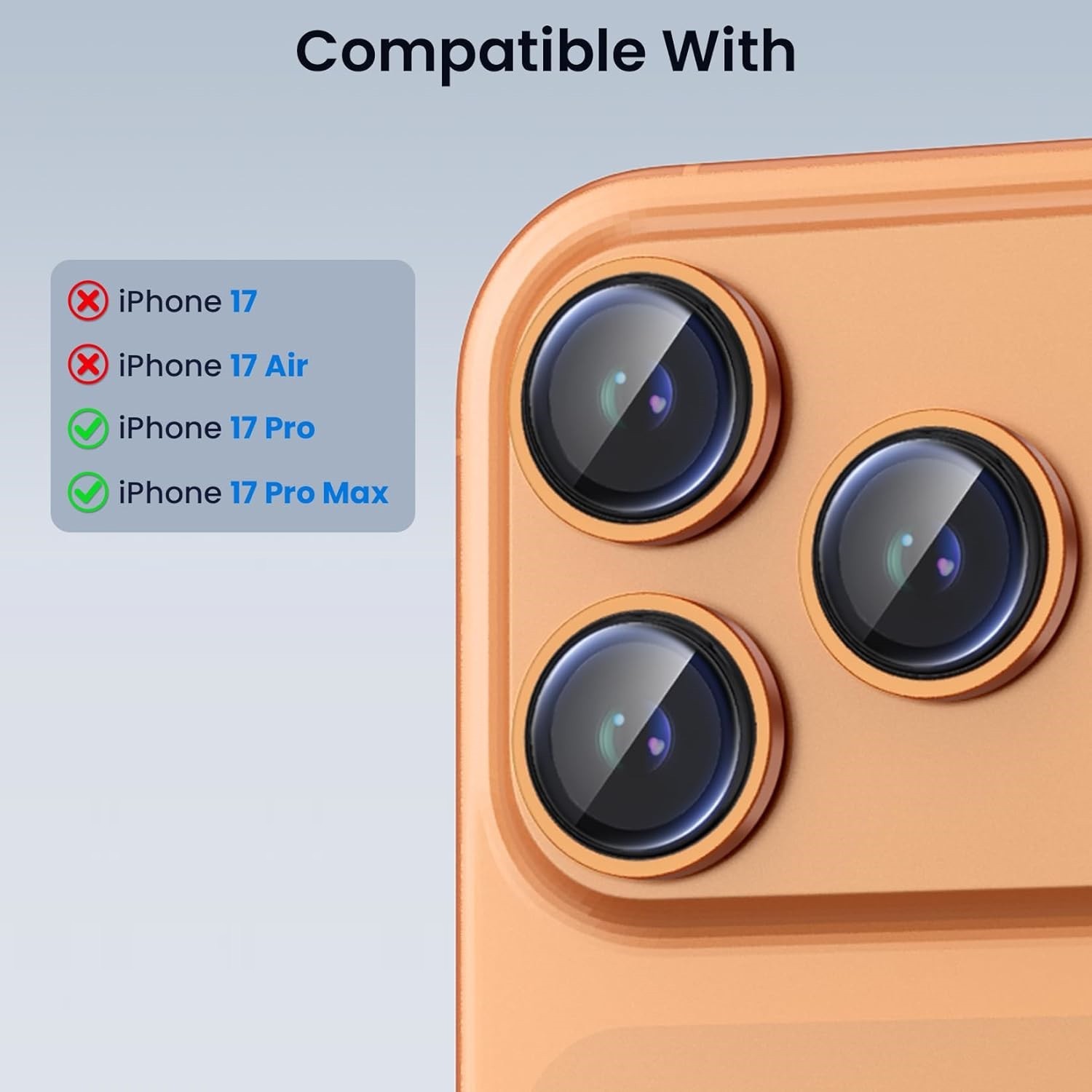 For iPhone 17 Pro Max/17 Pro Metal Ring Tempered Glass Camera Lens Protector