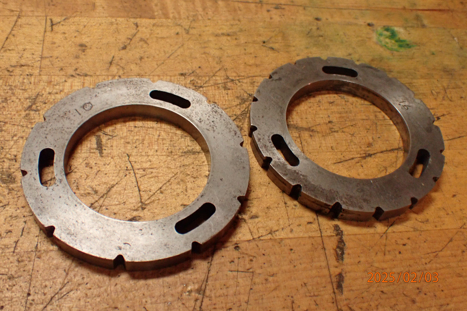 2  METAL INDEX STOP RINGS FROM A GRINDING GRINDER MACHINE SHOP MACHINIST TOOL