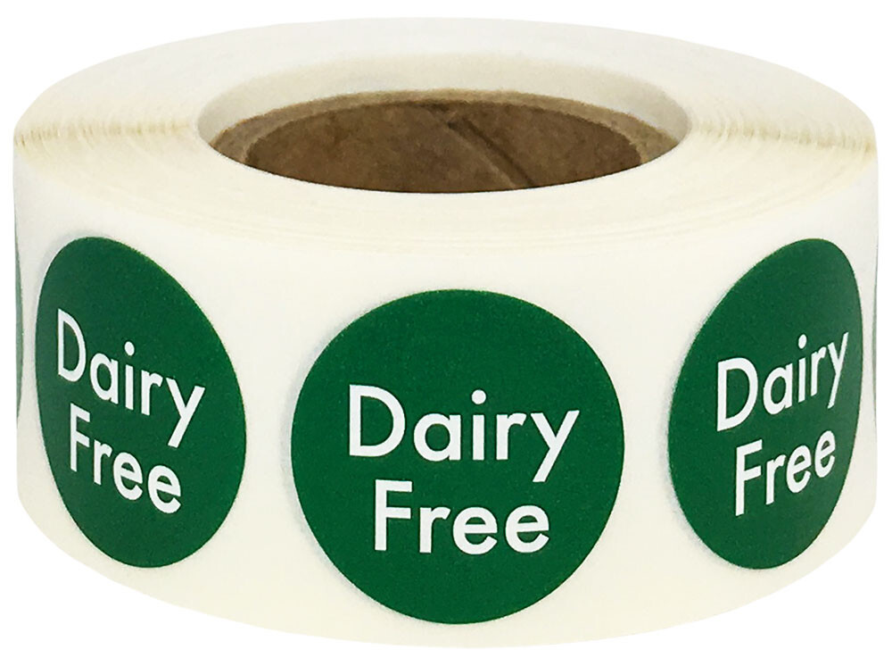 Small Green Dairy Free Label  | 0.75" Inch Round | 500 Per Roll