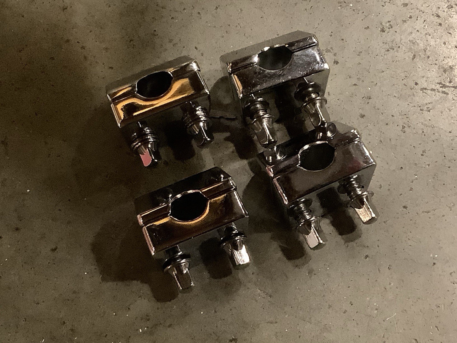 (4) DW Floor Tom Leg Mount Memory Lock DRUM WORKSHOP Chrome MINTY #RT3