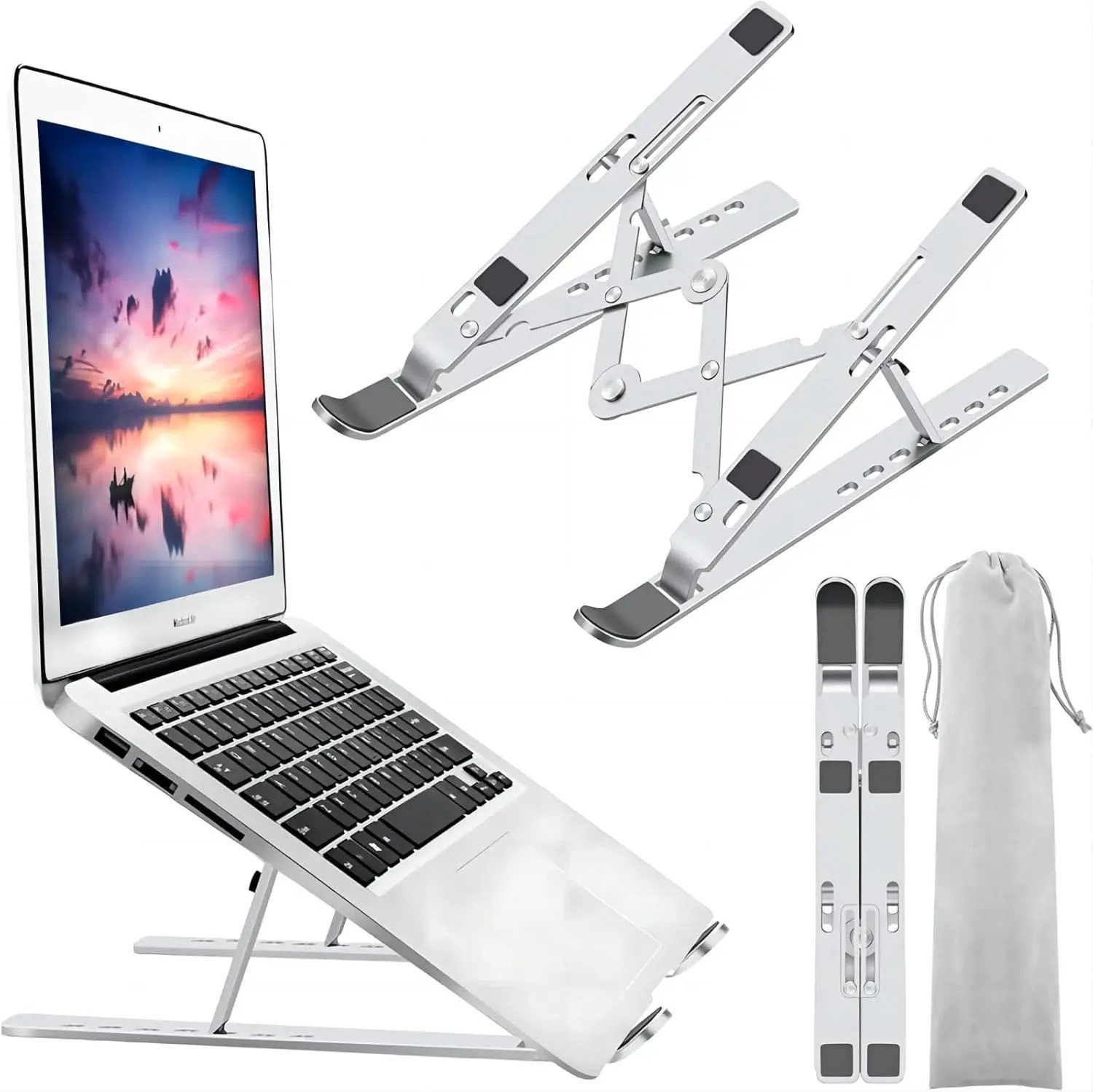 Adjustable Foldable Laptop Stand Aluminum Notebook Riser Computer Holder Desk