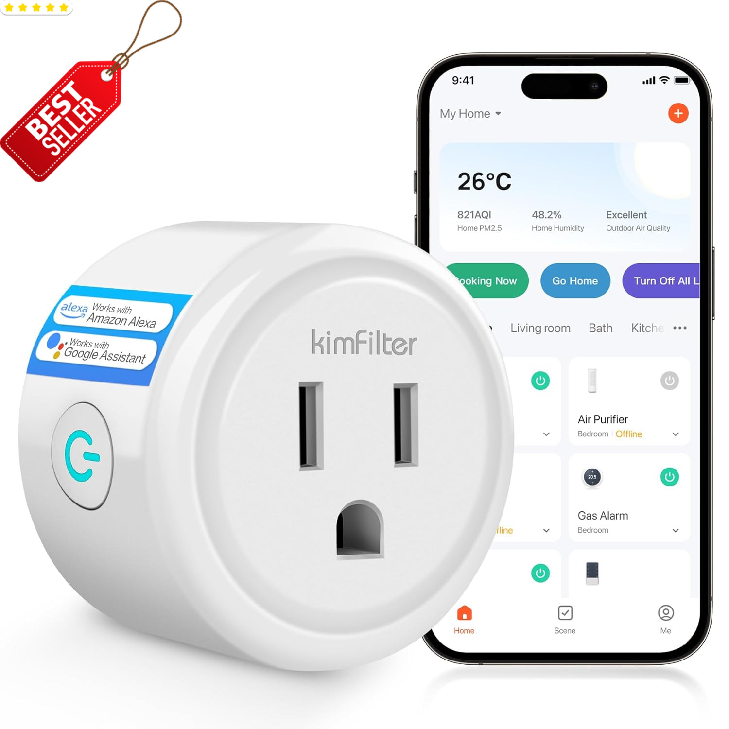 WiFi Smart Plug Outlet Alexa Google App Timer 2.4GHz Home Socket - US
