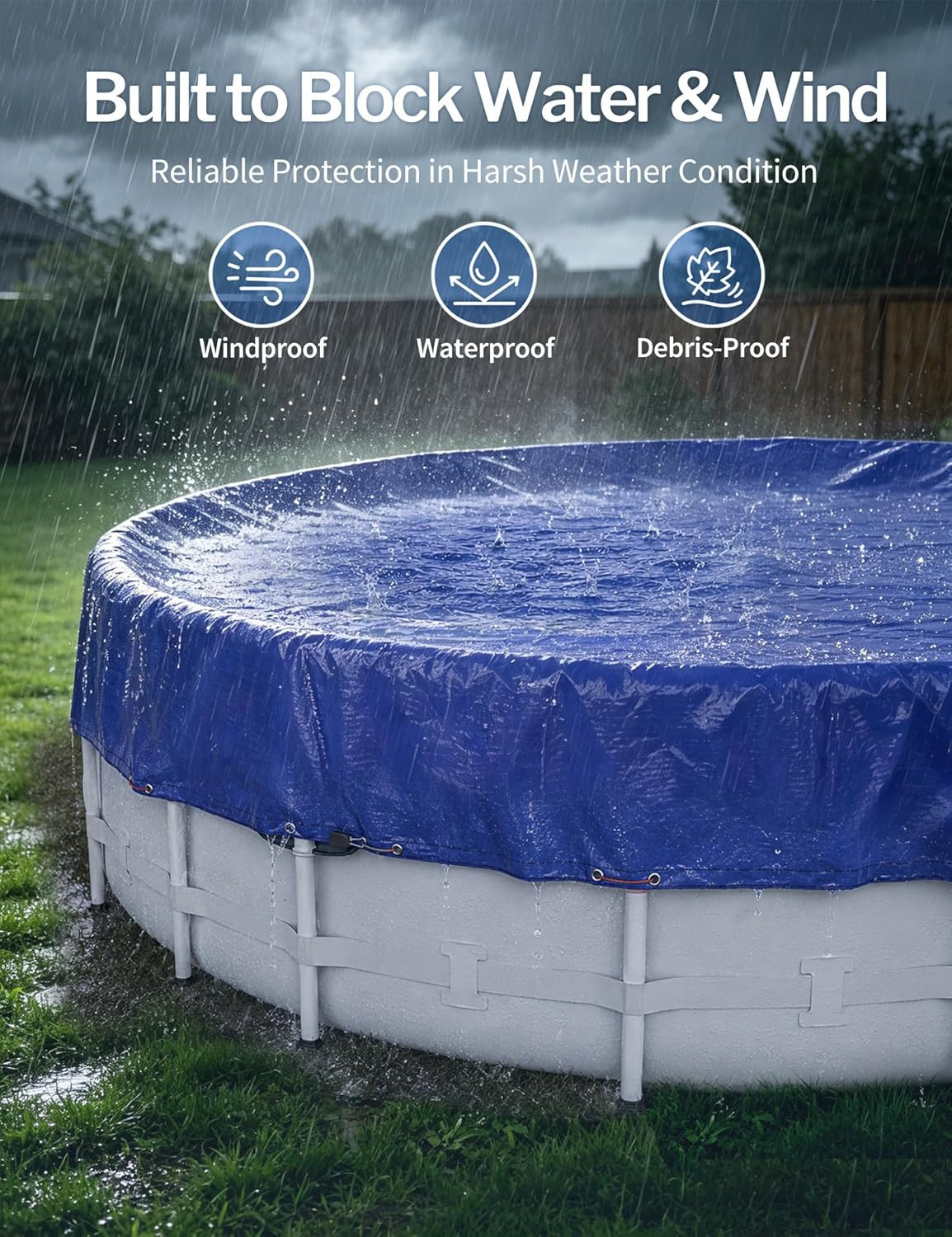 21FT round Pool Cover for above Ground Pools, Summer Pool Cover Protector with C