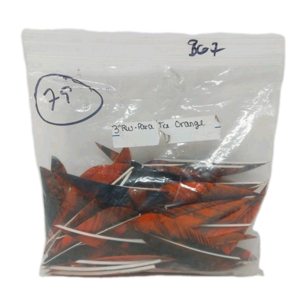 79 Count Archery Arrow Feathers 3" Right Wing Parabolic: Camo Tre Orange
