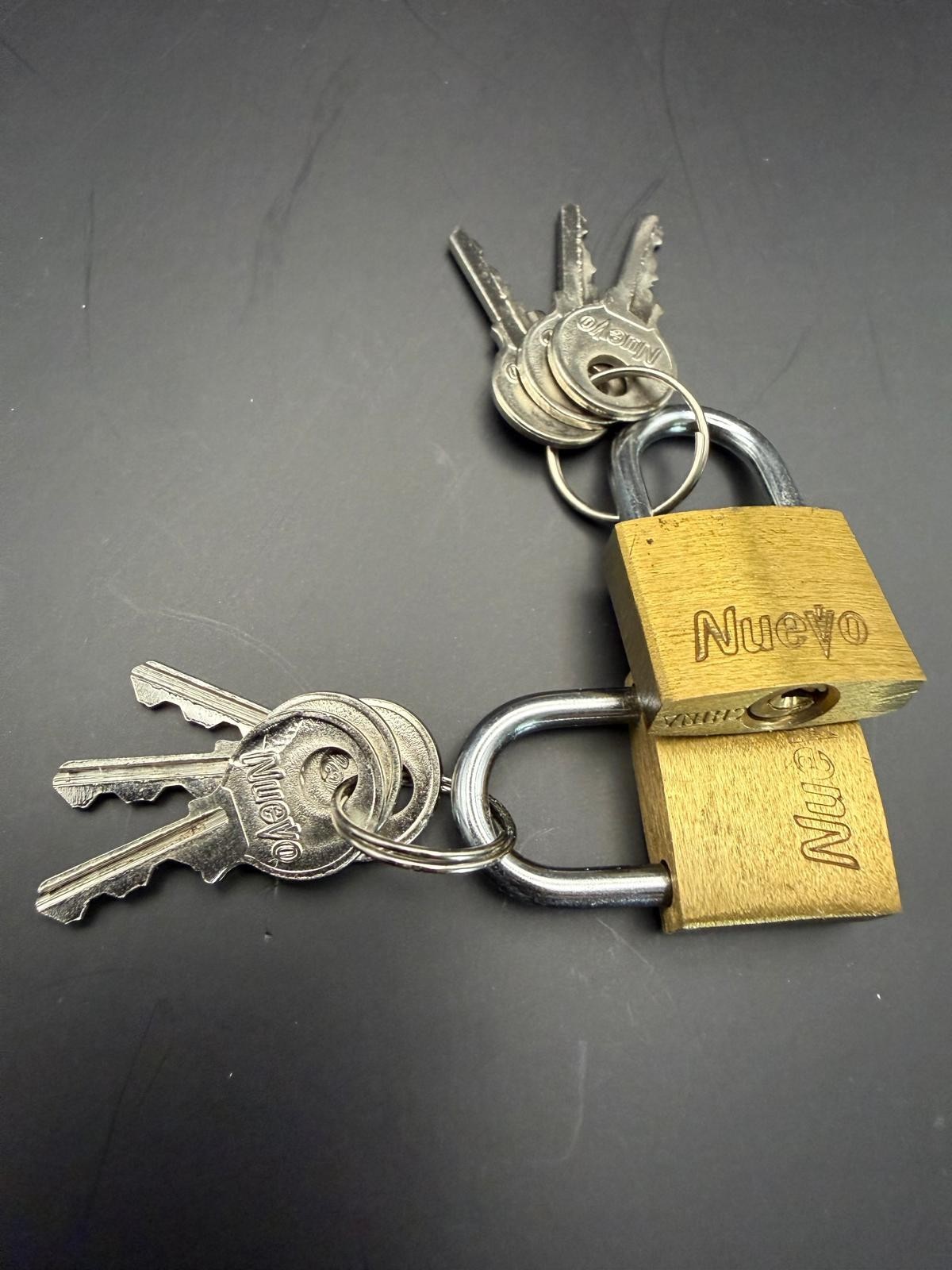 Pair of Nuevo Brass Padlocks with 6 Keys - Solid Brass Small Locks ONLY 9.99