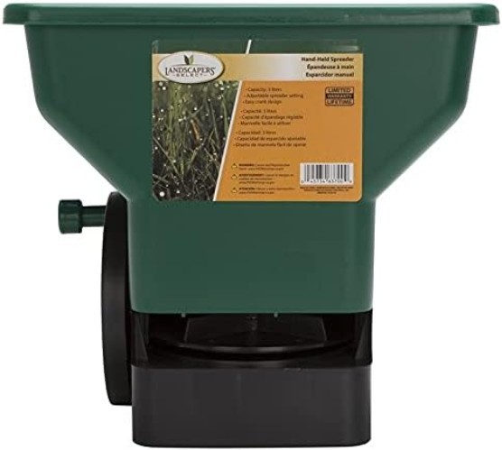 Handheld Fertilizer & Grass Seed Spreader - Adjustable 3L Capacity & Easy Crank