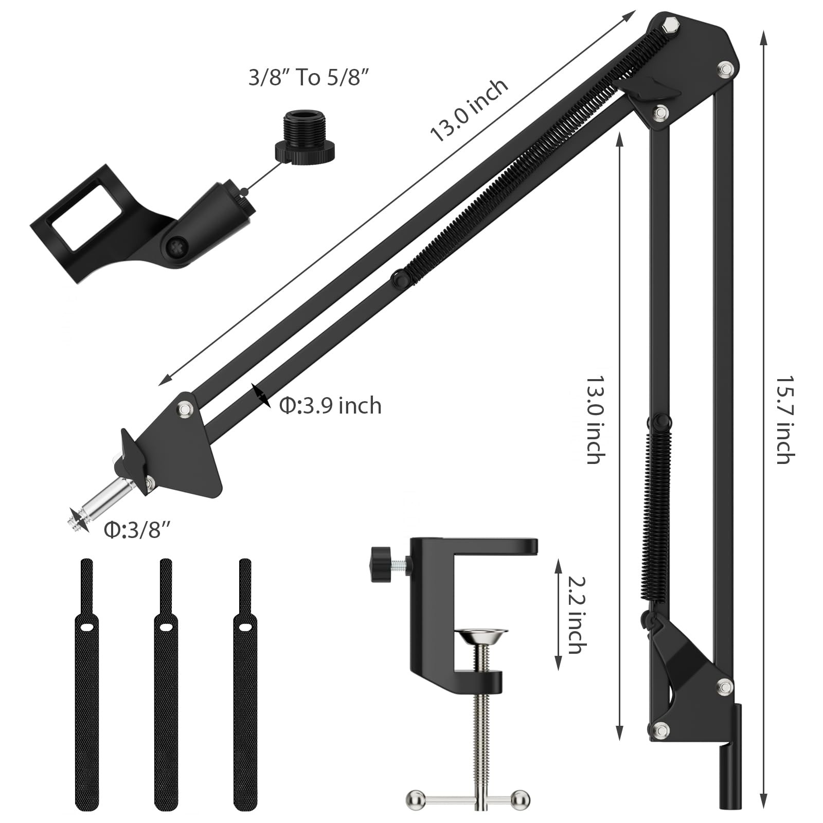 K KASONIC Adjustable Desktop Microphone Stand Compatible HyperX Broadcast Studio