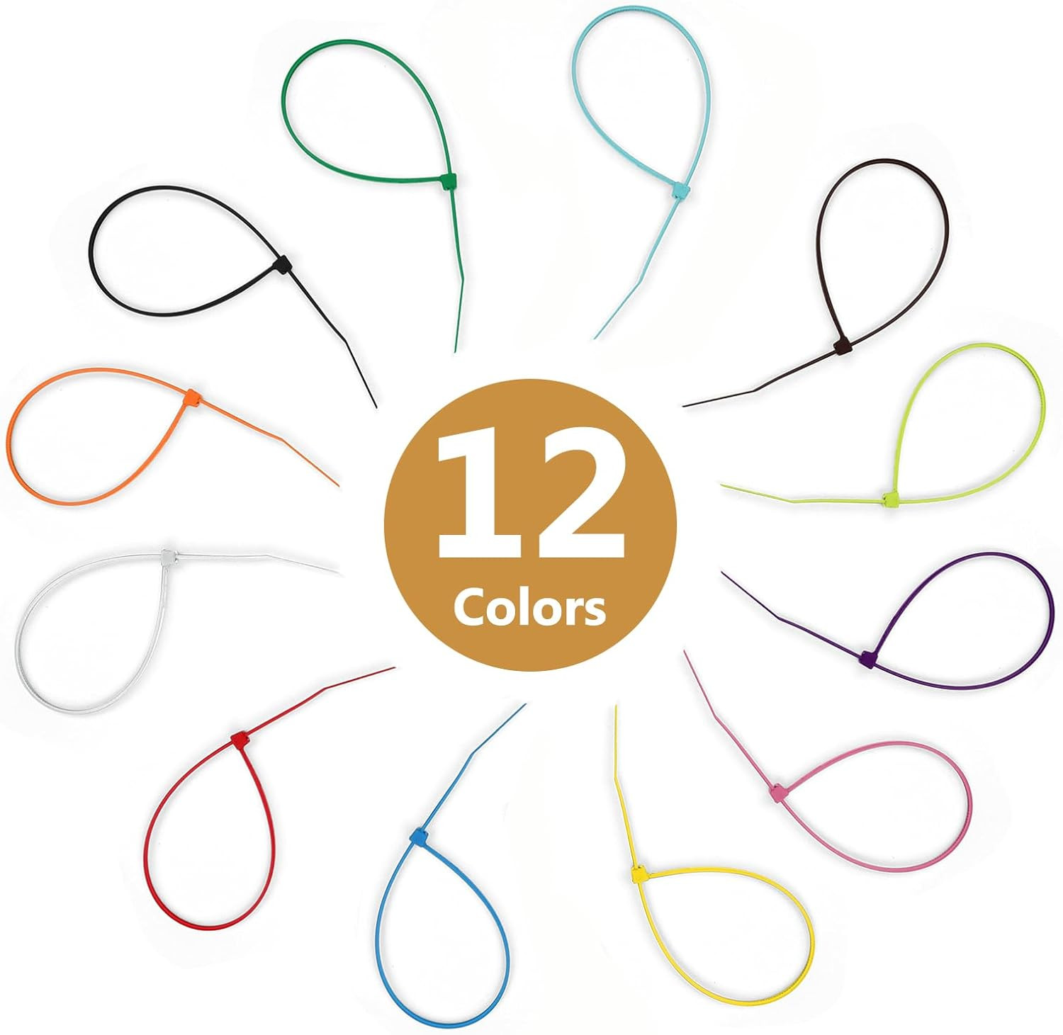 1200 Pieces Zip Ties, 4 Inch Multi-Purpose Assorted Colored Self-Locking Nylon C