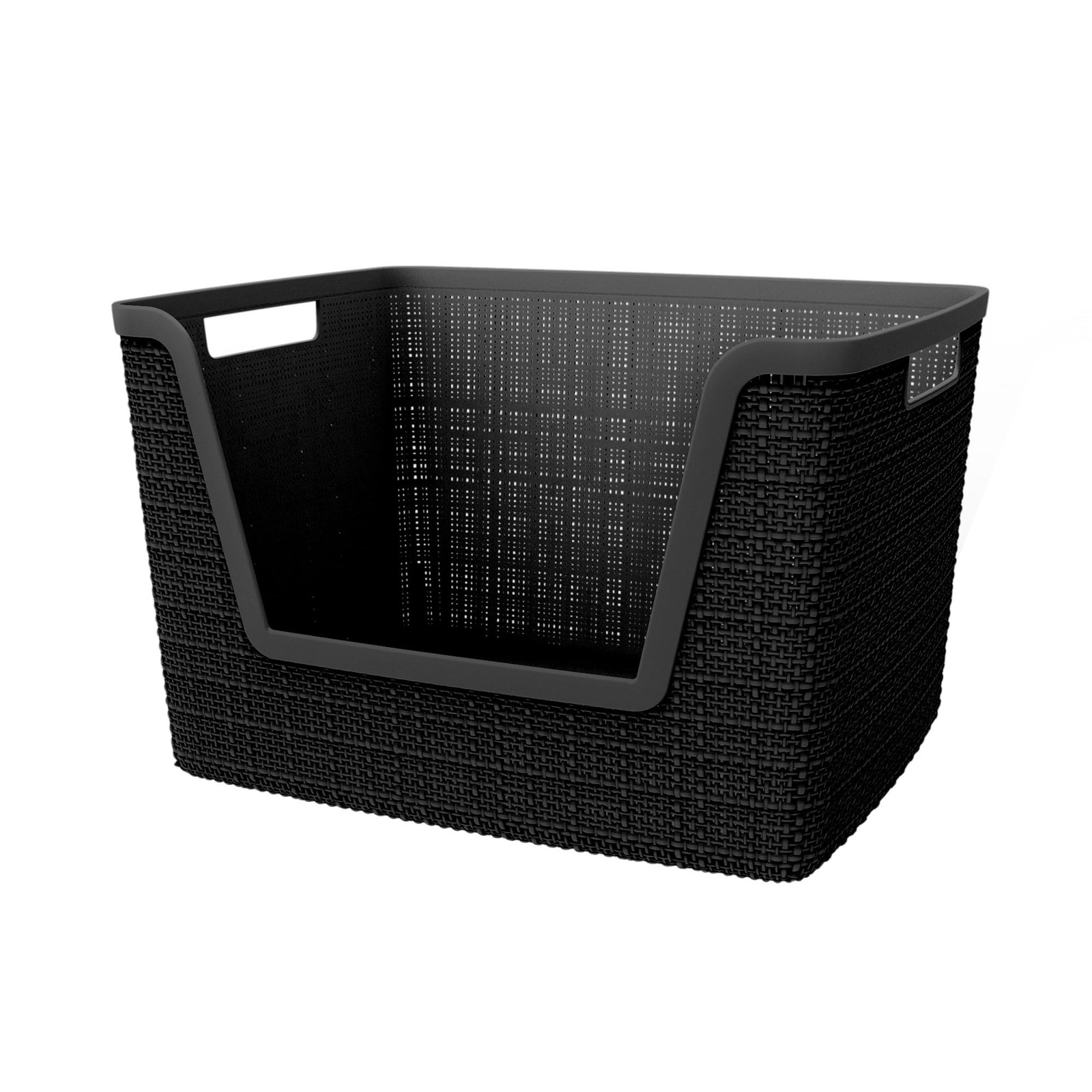 Set of 4 Large 18L Easy Access Jute Decorative Plastic Organization and Stora...