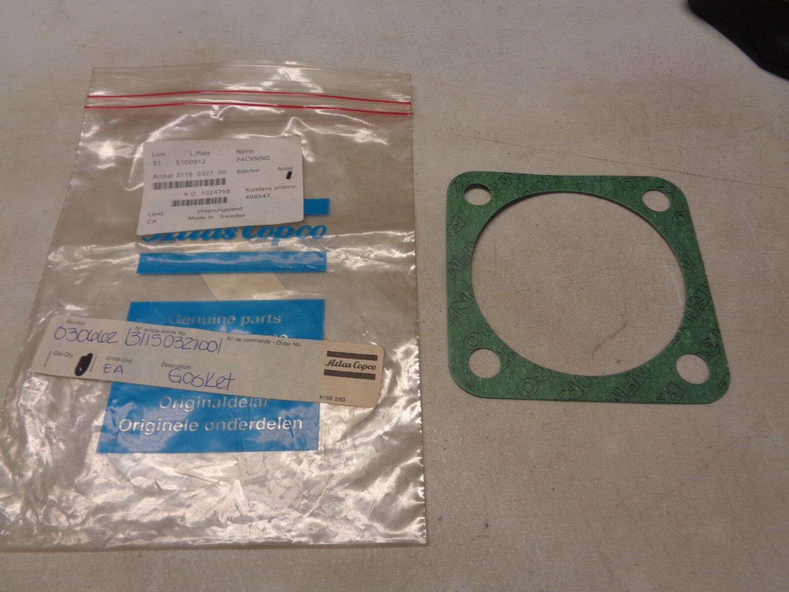 Atlas Copco Gasket 3115-0327-00 3115032700