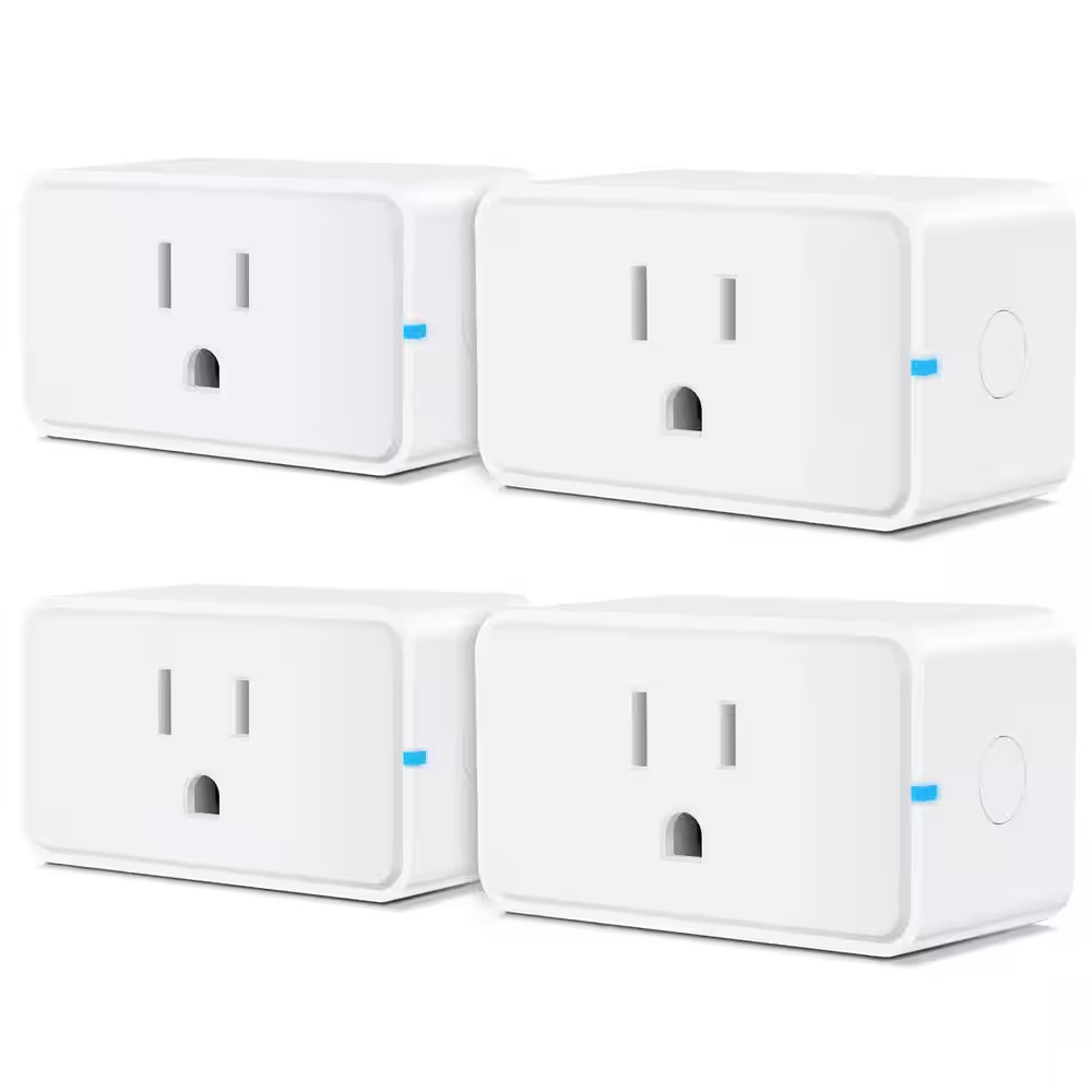 15 Amp 120-Volt Wi-Fi Smart Plug Grounding Connector White 2-Pack Voice Control