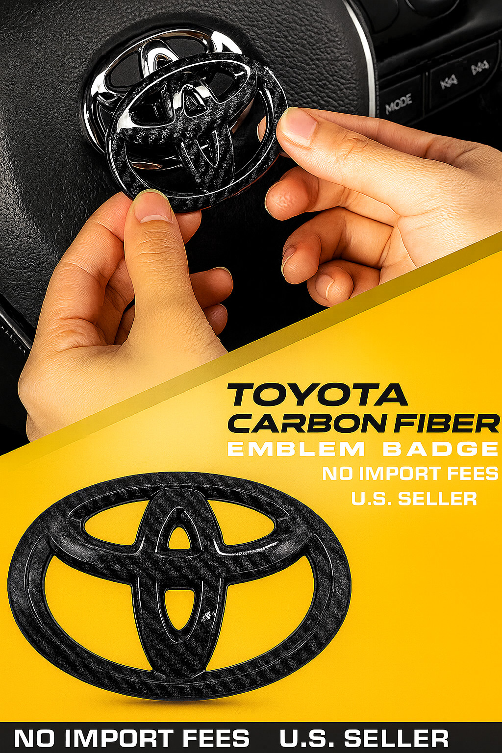 Car Styling Abs Carbon Fiber Emblem Steering Wheel Logo For Toyota Corolla Camry