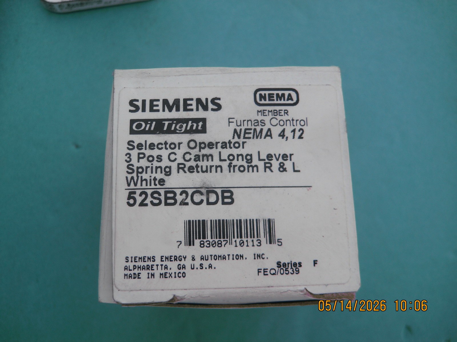 SIEMENS 52SB2CDB Selector Switch Operator