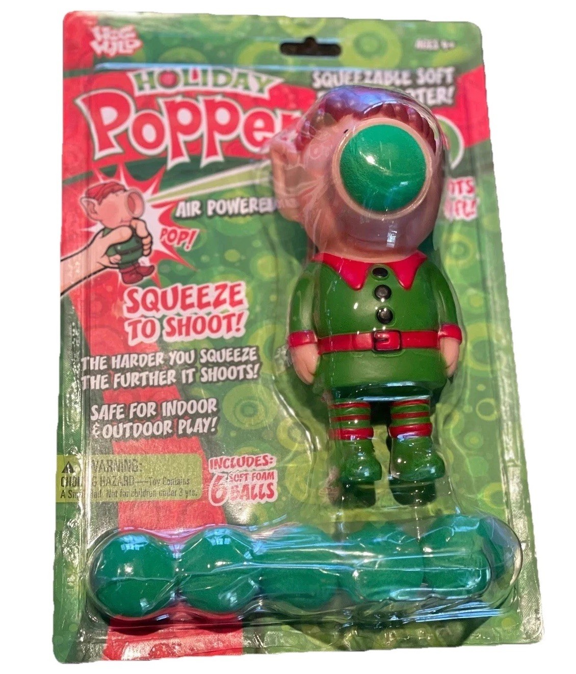 Hog Wild Elf Popper Toy With 6 Balls- Shoot Foam Balls Up to 20ft NEW In Box
