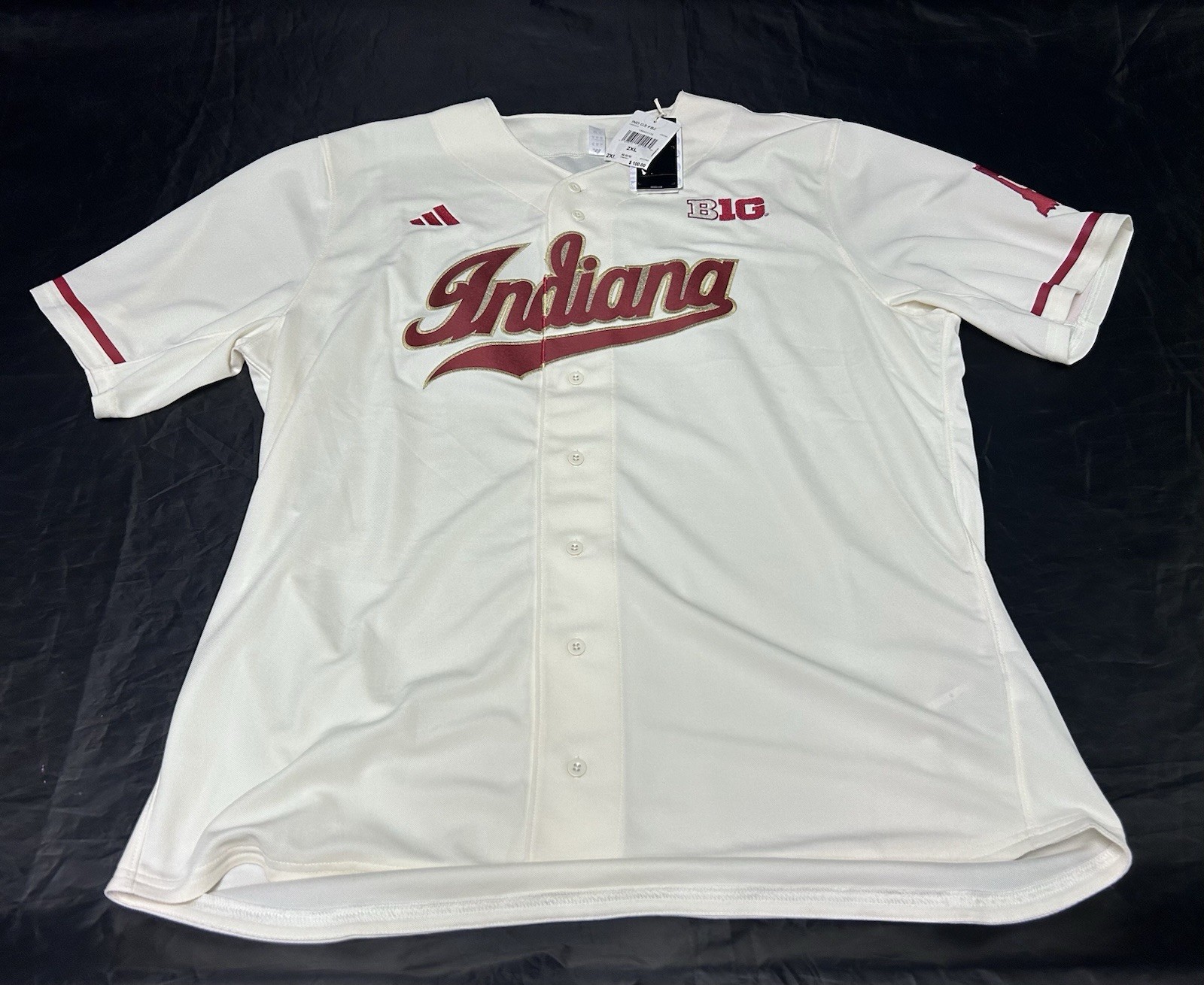 Adidas x Indiana University Hoosiers Cream Baseball Jersey Size XXL- NWT NEW