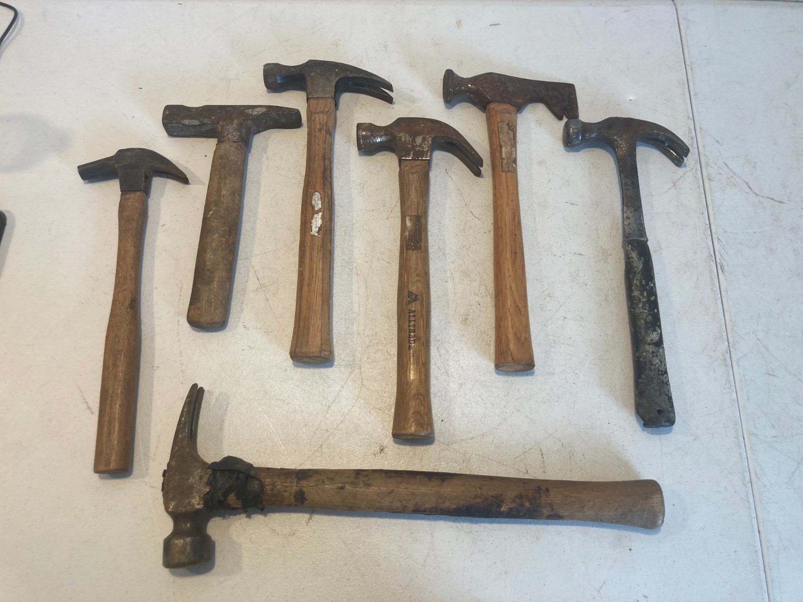 Lot of 7 Claw Hammers Mixed Brands Wood & Steel Handles Hand Tools