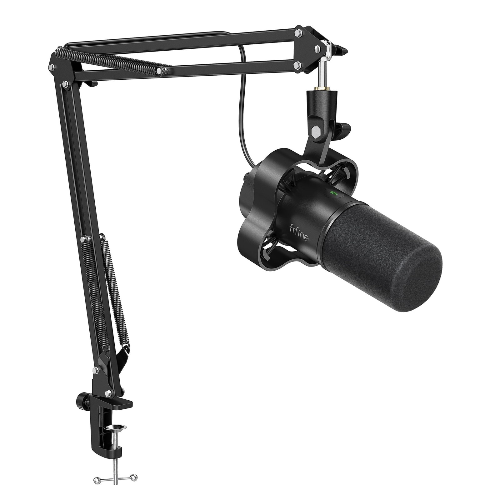 FIFINE K688 Dynamic Microphone Kit with XLR USB-C, Boom Arm Stand, Tap-to-Mute,