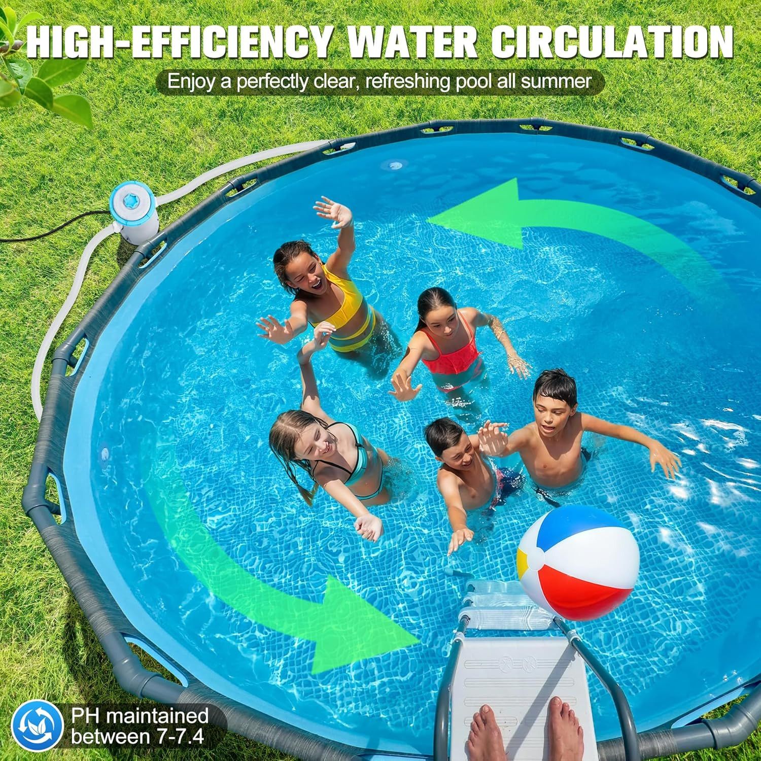 800 GPH above Ground Pool Filter Pump, Energy-Saving Pool Cartridge Filter Pump