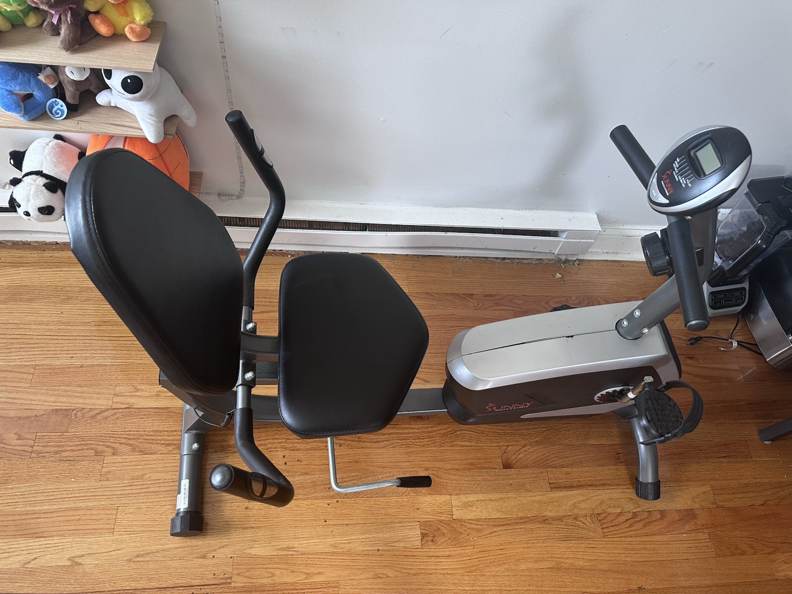 Sunny Health & Fitness Recumbent Exercise Bike LCD Magnetic Black Silver