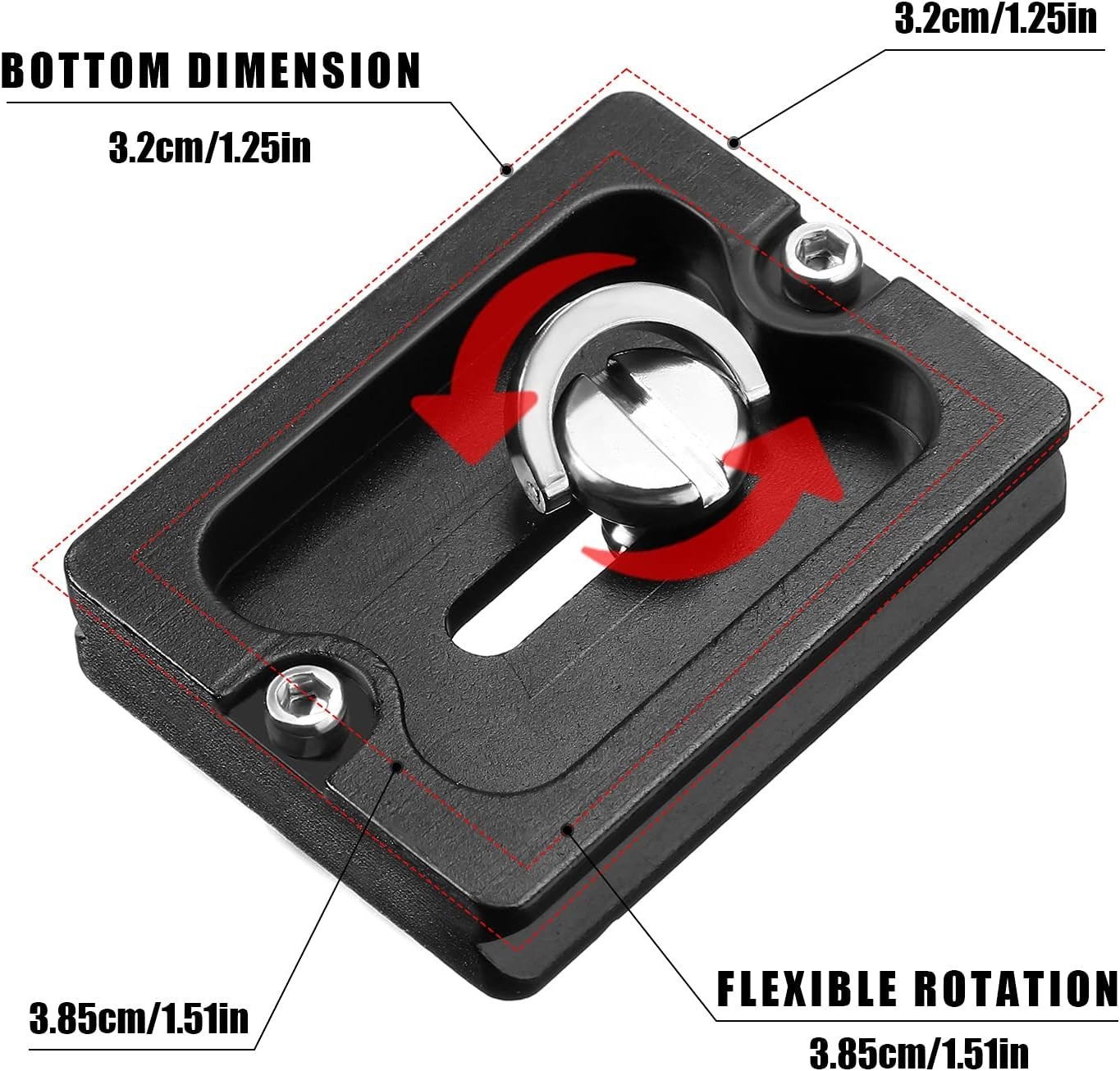 2-Pack Aluminum Quick Release Plates for DSLR Tripods - 1/4''-20 Compatibility