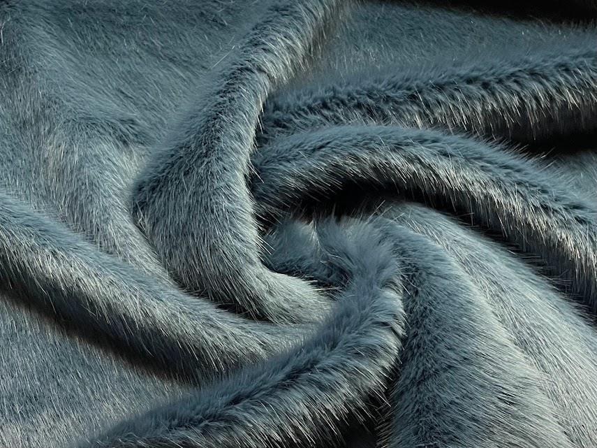 Super Luxury Faux Fur Fabric Material SWISS GREY BLUE